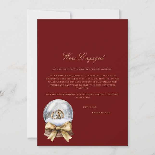 Rött juldekorkort för Förlovning Meddelande (Framsida)