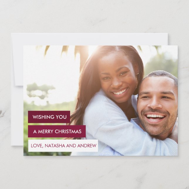 Rött julfoto för Modern Färg-block Julkort (Framsida)