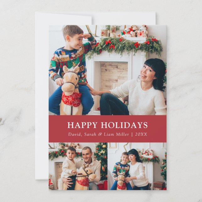 Rött julfoto-samlingskort julkort (Framsida)