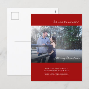 Rött julfotopatkort för Gravid Helg Vykort