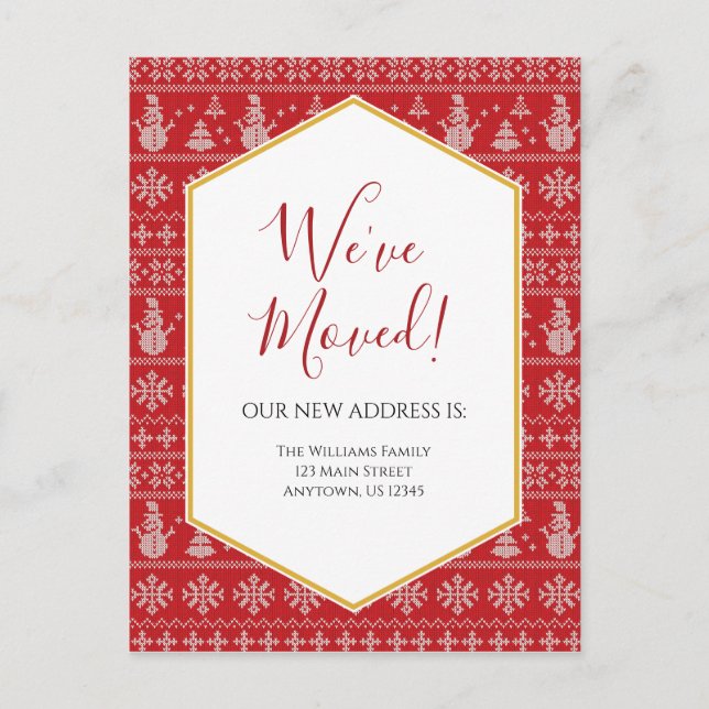 Rött julkort - Flytta - vykort (Framsida)