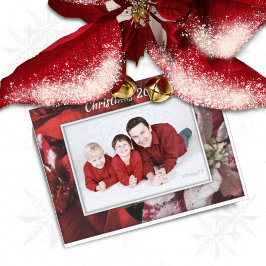 Rött julkort för familjen Poinsettia Photo Postcar Vykort