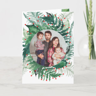 Rött julkort för Festive Grönt Julhälsningar Helgkort