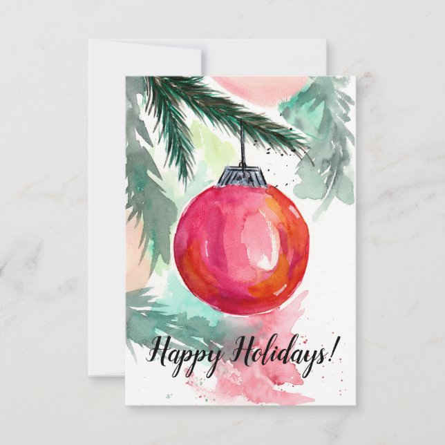 Rött julkort för prydnadsföremål tack kort (Framsida)