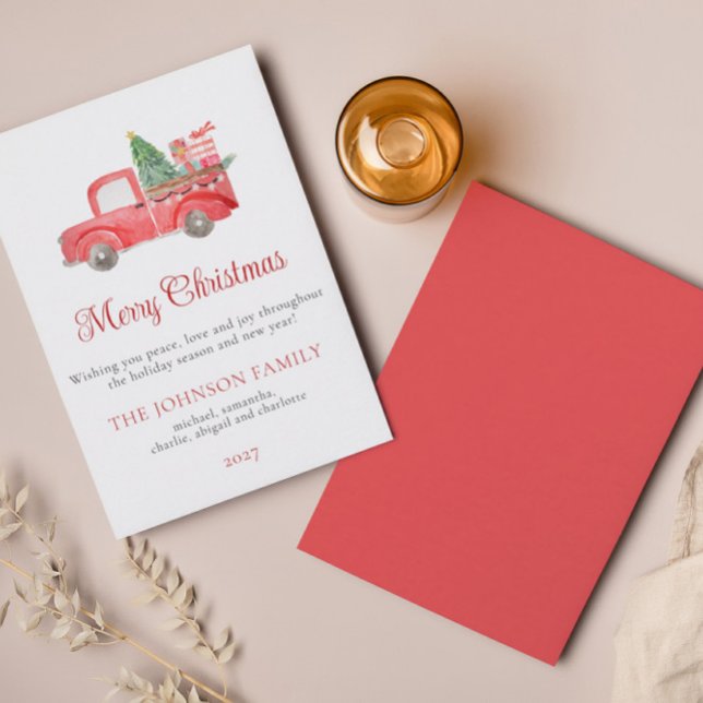 Rött julkort i Lastbil Helgdag Inbjudningar (Skapare uppladdad)