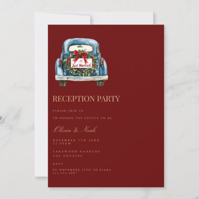 Rött jullekorns mottagningskort inbjudningar (Framsida)