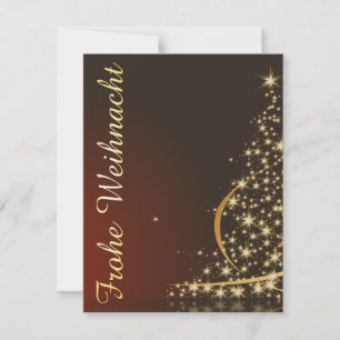 Rött julmotiv med gyllene julgran inbjudningar