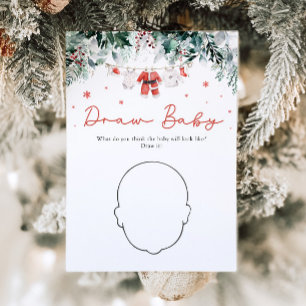 Rött jultomten Baby Shower Draw Baby Game Inbjudningar