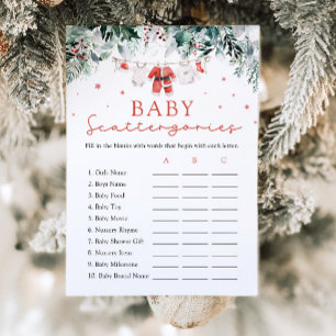 Rött jultomten, babyskor Scattergories Game Inbjudningar