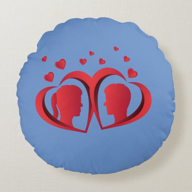 Rött kärlekspar kudde Romantisk heminredning accen (Framsidan)