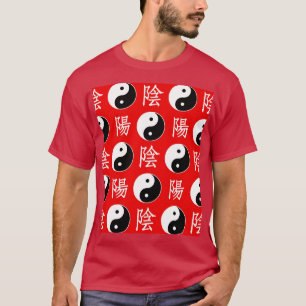 Rött kinesiskt Yin Yang-mönster T Shirt