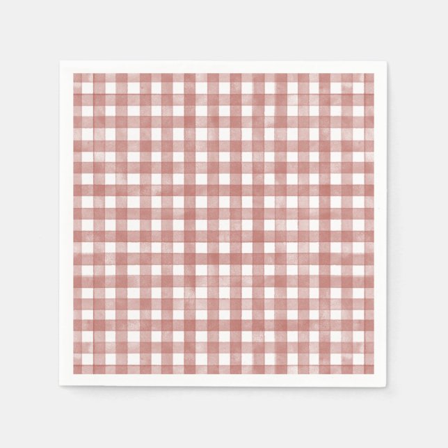 Rött klassiskt Gingham Pappersservett (Framsidan)