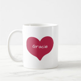 Rött klottrat kärlekshjärta med anpassat namn elle kaffemugg