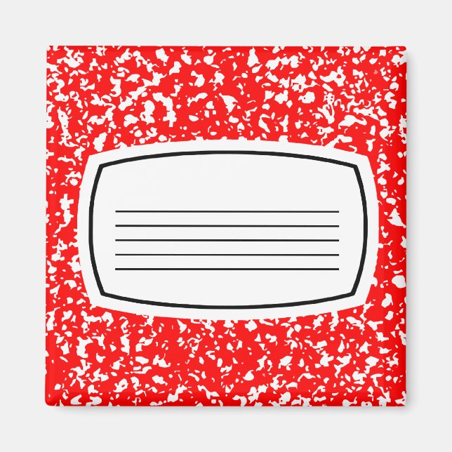 rött kompositionsblock magnet (Framsidan)