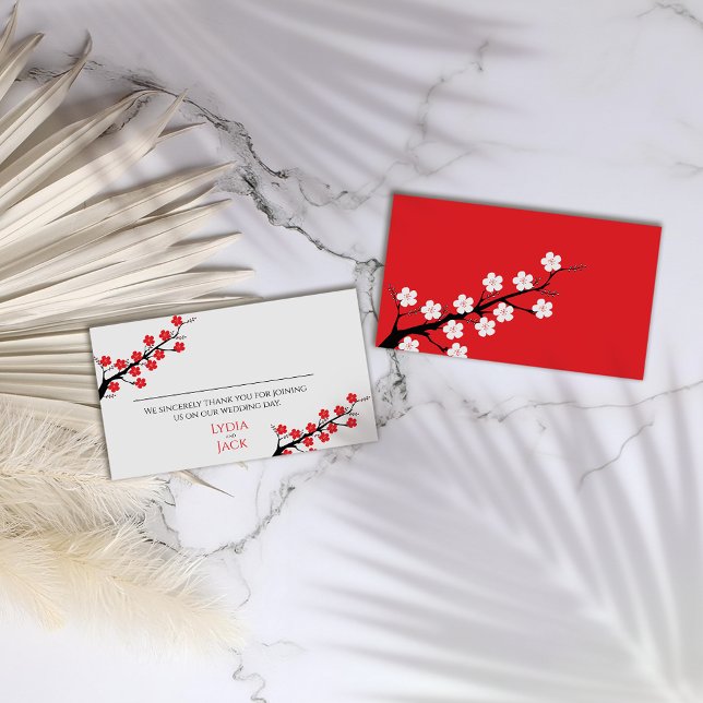 Rött körsbärskort - Blommar av Bröllop-plats Placeringskort (Skapare uppladdad)
