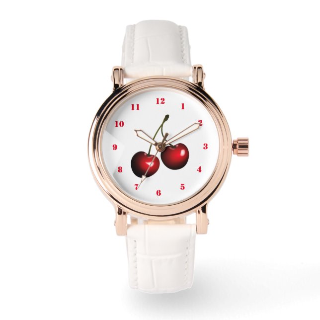 Rött körsbärsur gift armbandsur (Framsida)