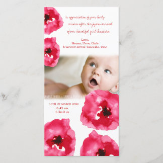 Rött kort för foto för tack för vallmobabyfödelse