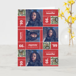 Rött kort för kvadratfoto-Studenten-klass, årskort