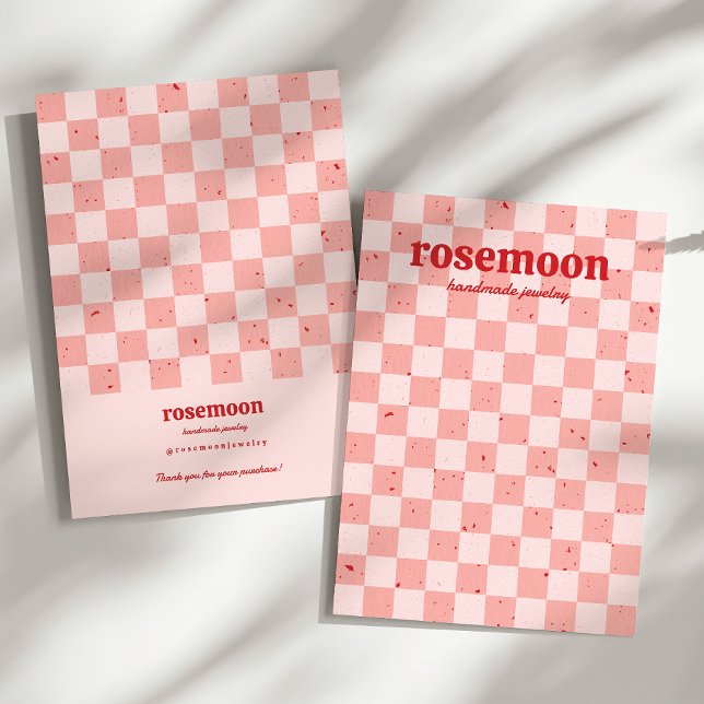 Rött kort för Retro Checkated Jewellry Card Red (Skapare uppladdad)