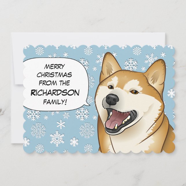 Rött kort för snöflingorShiba Inu god jul (Framsida)