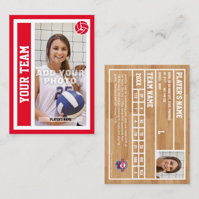 Rött kort för volleyball Trading Card (anpassnings (Fram/baksida)