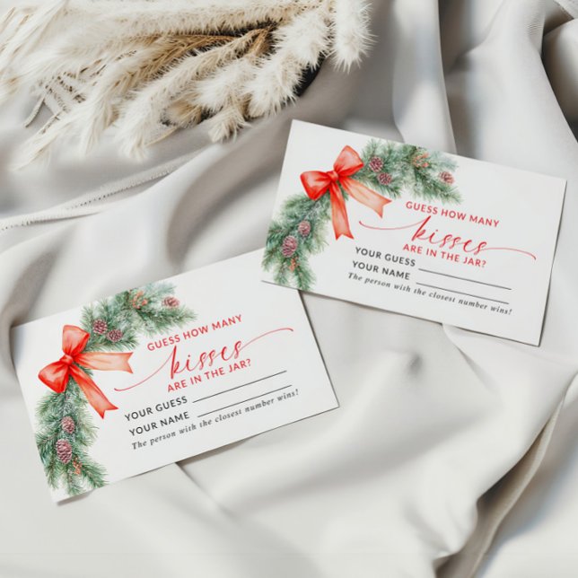 Rött kort Jul Hur många kisses Shower Game Card (Skapare uppladdad)