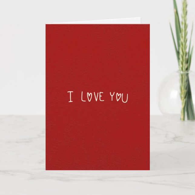 Rött kort med I Love You Alla hjärtansdags-kort (Framsida)