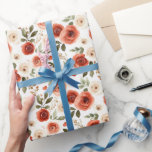 Rött kräm Hjärtan och blommor Bröllopsdusch Presentpapper<br><div class="desc">Rött kräm Hjärtan och blommor Bröllopsdusch</div>