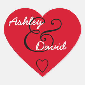 Rött kuvert försegling Bröllop V2 Hjärtformat Klistermärke