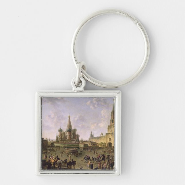 Rött kvadrera, Moscow, 1801 Fyrkantig Silverfärgad Nyckelring (Framsidan)