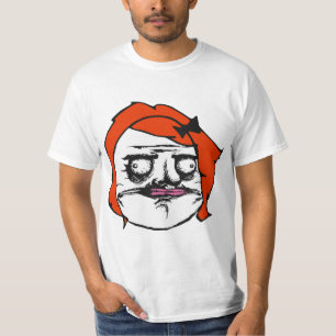 Rött kvinnligt mig Gusta komiskt ursinneansikte Tee Shirt
