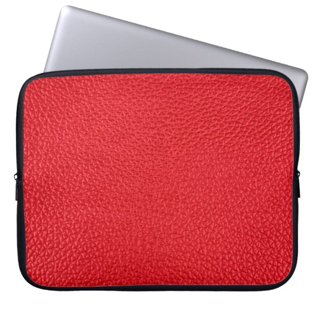 Rött läder struktur laptop fodral (Framsidan)