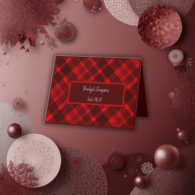 rött landsbyggsbröllop visitkort för gästplats tack kort (Skapare uppladdad)