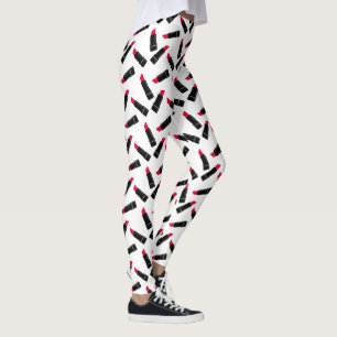 Rött läppstift leggings