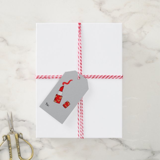 rött läppstift presentetikett (Med Snöre)