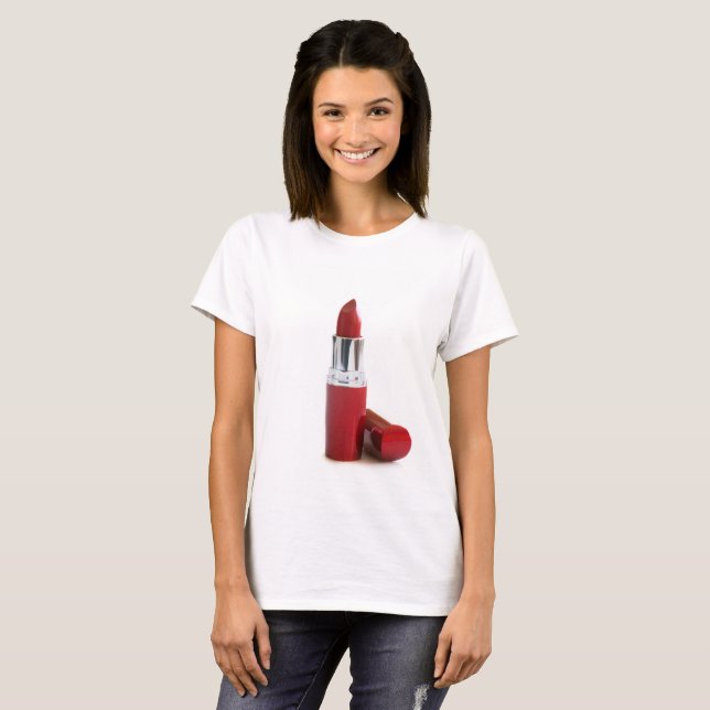 Rött läppstift t-shirt (Hel framsida)