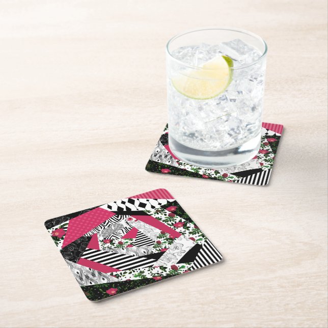 rött lappverk, populärt, lappverk dekorativ kudde underlägg papper kvadrat (Insitu)