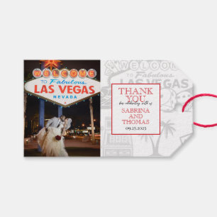 Rött Las Vegas bröllopsfoto Presentetikett