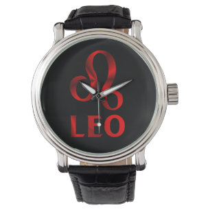 Rött Leo symbol Armbandsur