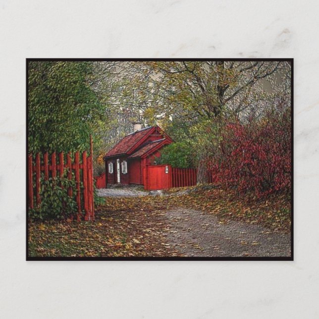 Rött litet hus vykort (Framsida)