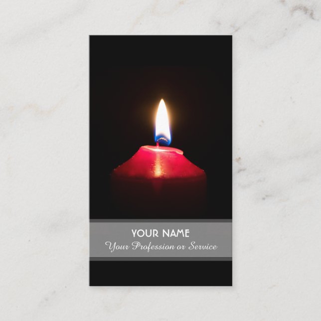 Rött ljus tänder mörken visitkort (Framsida)