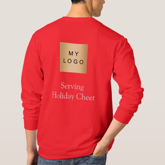 Rött Logotyp Jul Personalvetare Serverar Höstglädj T Shirt (Baksida)