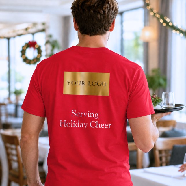 Rött Logotyp Jul Personalvetare Servering Bar Rest T Shirt (Skapare uppladdad)