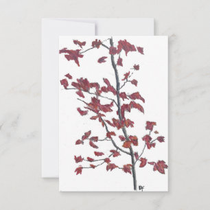 Rött Löv - kort - enkelt tack