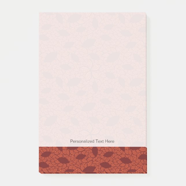 Rött lövmönster på orangen post-it block (Framsida)