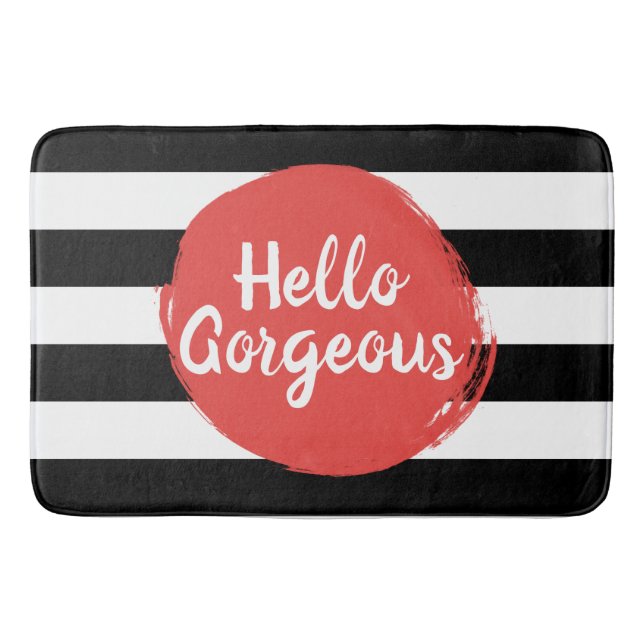 Rött måla ursnyggt svartvitt randigt för hejer badrumsmatta (Framsidan)