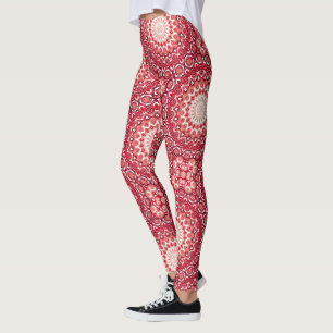 Rött Mandalamönster i Eldig Gradient Leggings