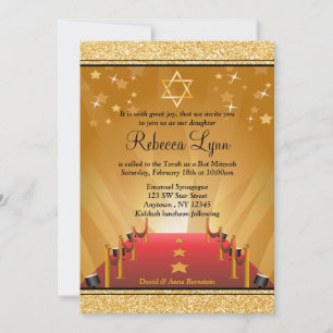 Rött matta den bat mitzvah Hollywood guld- Inbjudningar