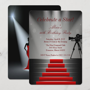 rött mattor födelsedagsfest inbjudan