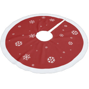 Rött med jul för vitSnowflake~ Julgransmatta Borstad Polyester